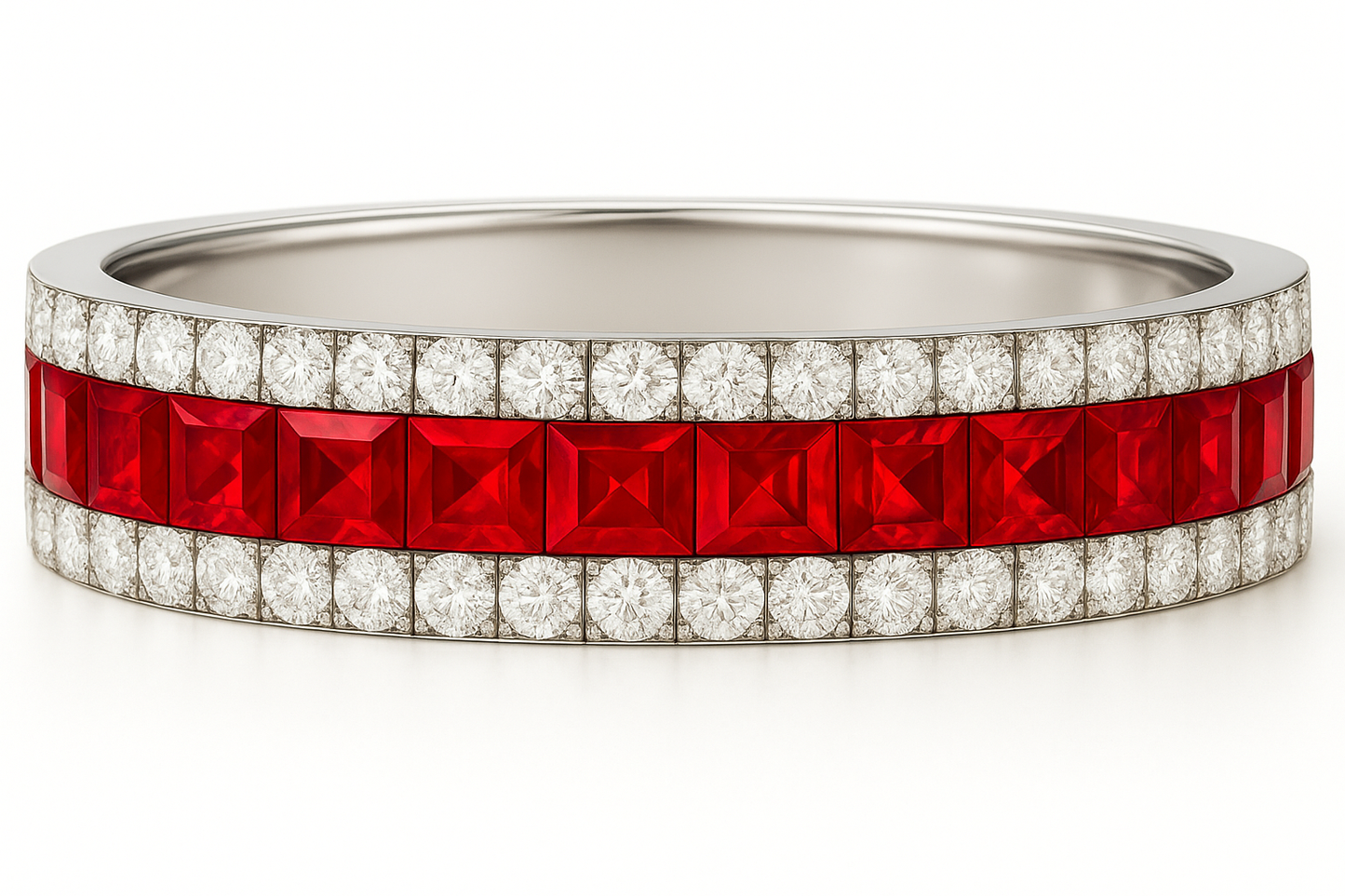 Ruby Square Infinity Band with Natural Diamonds – 1.2mm