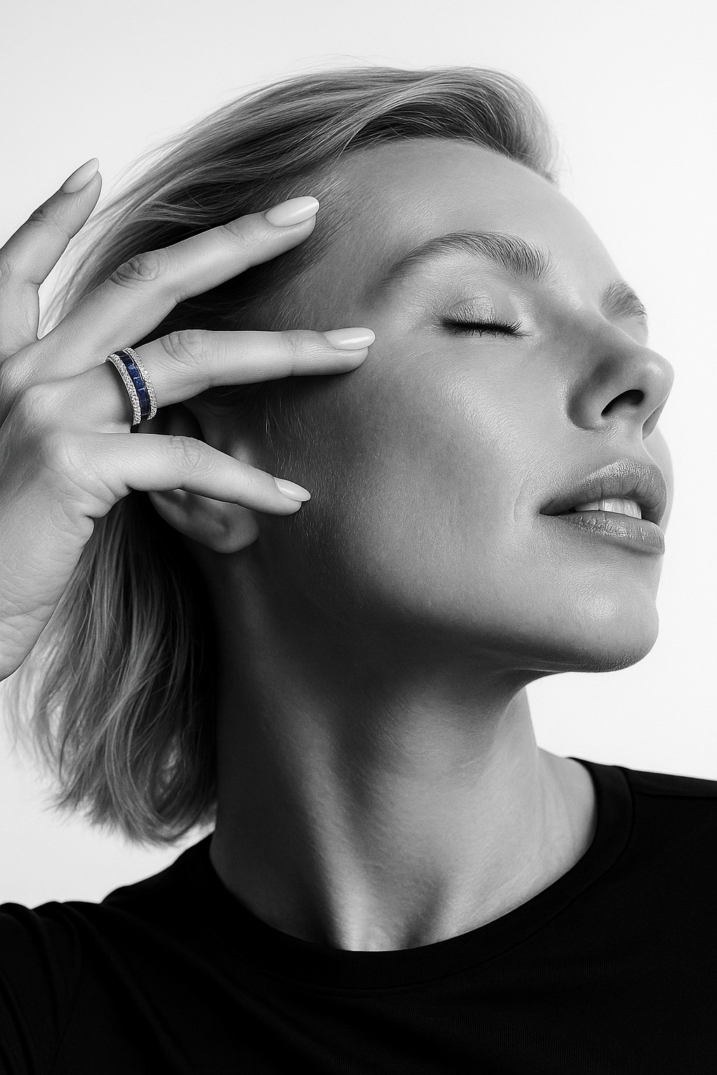 Blue Sapphire Square-Cut Infinity Band with Natural Diamonds