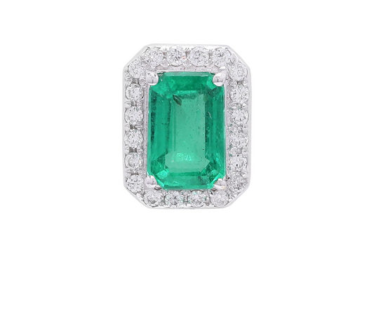 OCTAGON EMERALD 6X4 WITH DIAMOND STUDDED PENDANT