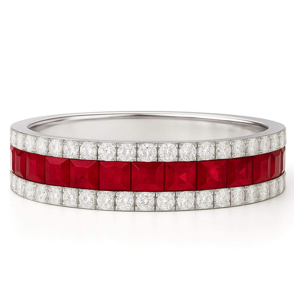 Ruby 1.5mm Square Infinity Band with Natural Diamonds