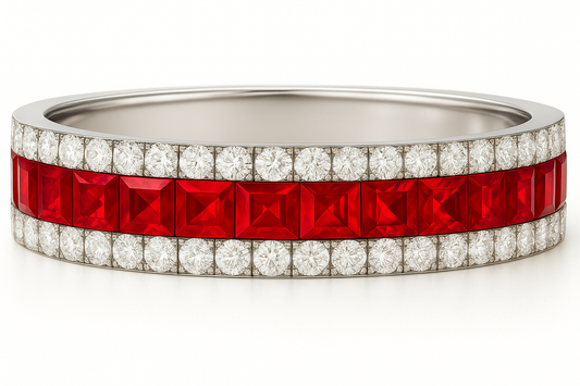 Ruby Square Infinity Band with Natural Diamonds – 1.2mm