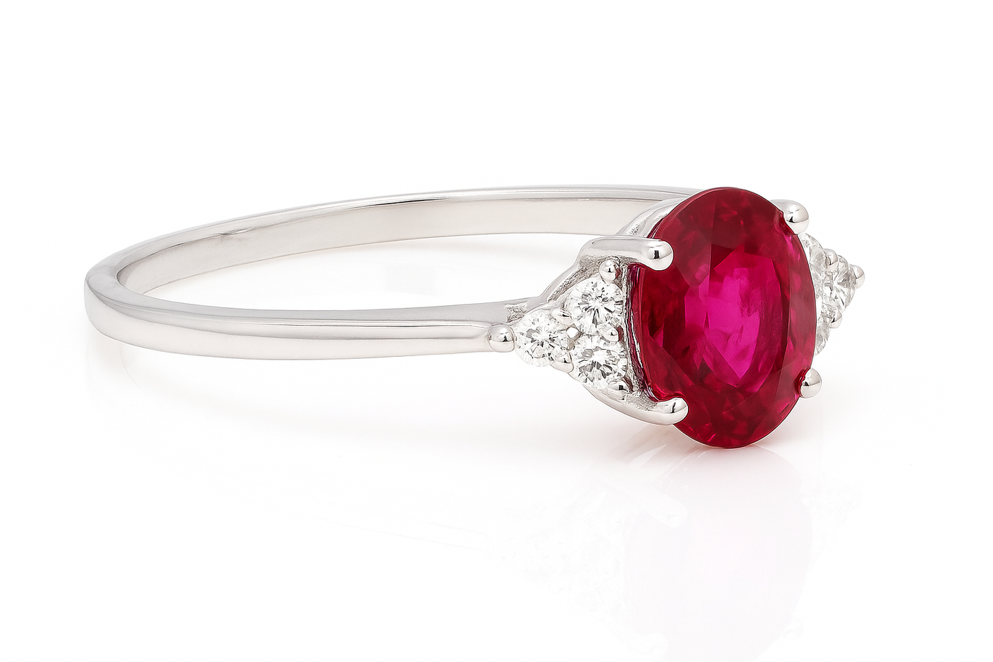 Oval Ruby Ring with Side Diamonds